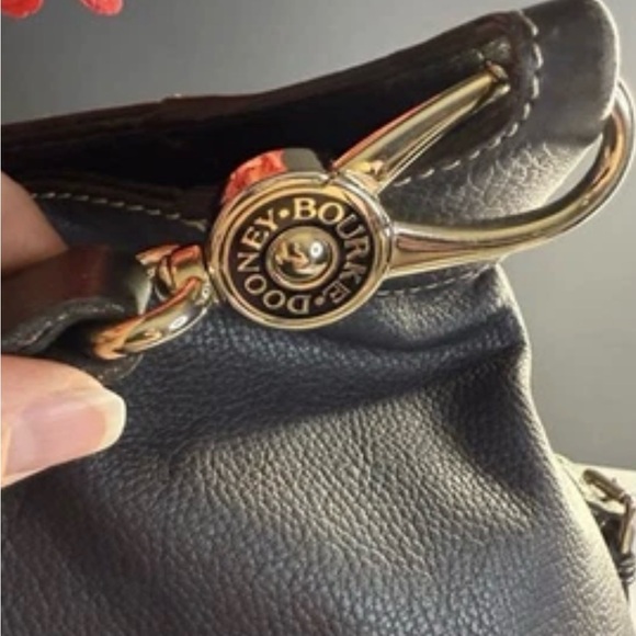 DOONEY & BOURKE Logo Lock Dark Brown Pebbled Leather Ex Large Shoulder Bag Vtg - Picture 3 of 9
